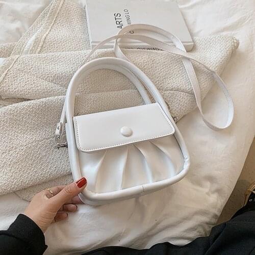 Summer Ladies Small Shoulder Messenger Bag Solid Color Ladies Wallet Handbag Fashion Design Female Fold Leather Messenger Bag