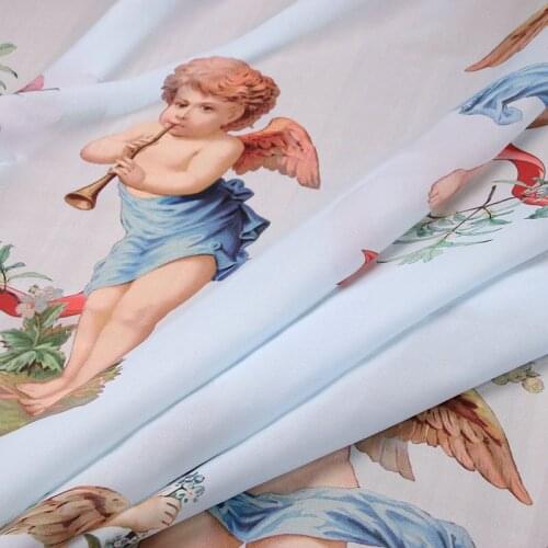 Summer Thin 100D Soft Chiffon Fabric For Sewing Angel Wing Digital Printed Tissu Cloth For Women Long Beach Dress DIY Scarf