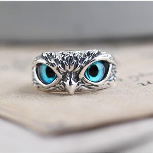Vintage Copper Demon Eye Owl Ring For Women Girl Lovers Retro Animal Open Adjustable Ring Statement Ring Fashion Jewelry Gift
