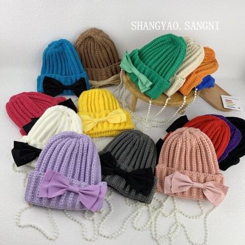 Winter Ski Hat Net Yarn Pearl Woolen Hat Thick Warm Knitted Hat Outdoor Snowboard Hats Fashion Bow Cap Skiing Girls Gorro