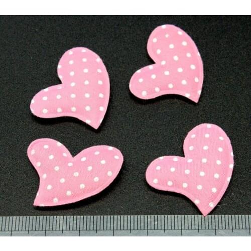 1500pcs sale heart Appliques 30mm x 25mm pink polka dots Padded Hearts Embellishment wedding confetti