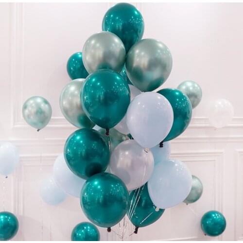 20Pcs 10inch Double Layer Pearl Teal Green Latex Balloon Turquoise Helium Premium Balloons Birthday Wedding Party Decorations