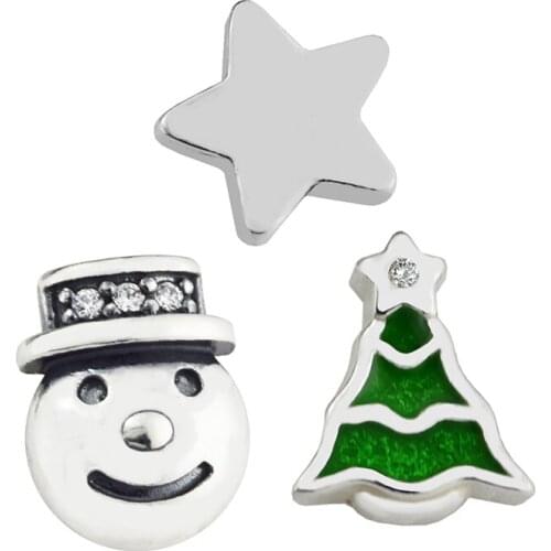 3pcs Parts for Floating Locket Pendant and Necklace 100% 925 Sterling Silver Fine Jewelry Free Shipping