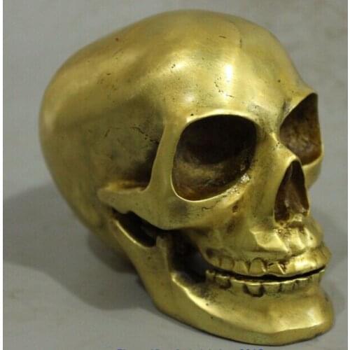 5.5 inch Folk Copper brass Skeleton Devils Skull death-head Rohan head Statue tools wedding Decoration Brass brass