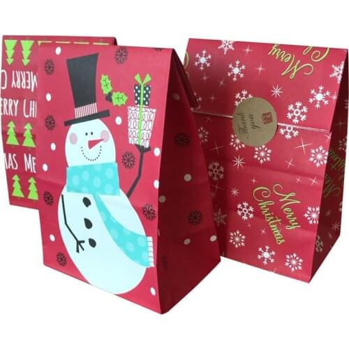 5pcs Paper Gift Bag Candy Bag Snowflake Xmas Tree Bag Merry Christmas Decorations for Home New Year 2022 Noel Kids Presents