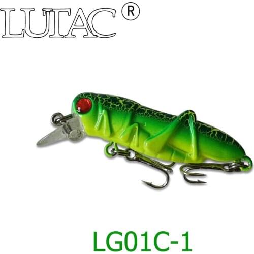 5Pcs/lot LUTAC 55mm/4g Insect bait simulation mini Grasshopper fishing wobbler high quality Artificial Lure Tackle