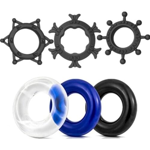 6pcs Dildo Ring Enhancing Exercise Time Delay Stimulator Enlarger Adult Masturbating Sex Toys for Men