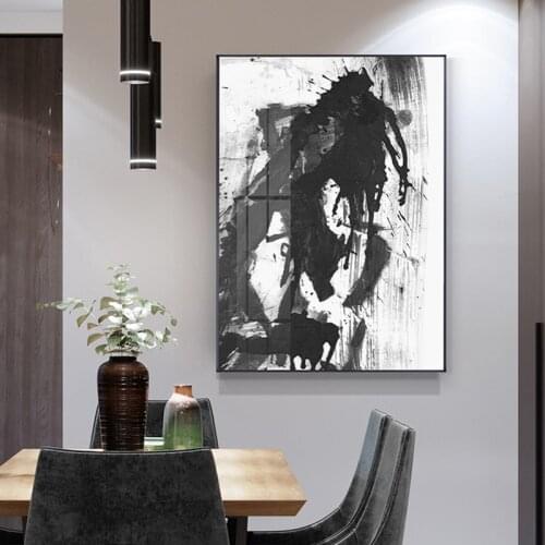 Abstract Black n White brush track Canvas Painting posters and print unique wall art decor Pictures for LivingRoom Bedroom Aisle