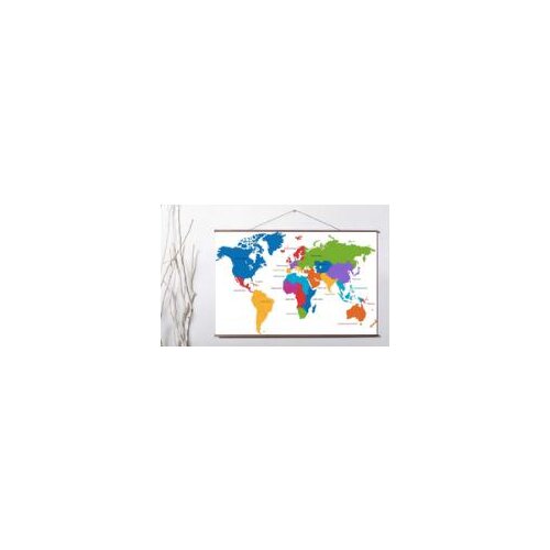 More Style world map Art Canvas poster decoration painting with solid wood hanging scroll