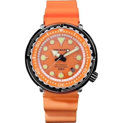 San Martin Men Diver Watch Mens Automatic Watches Tuna Mechanical Wristwatch Sapphire 300M Waterproof C3 Luminous Ceramic Bezel