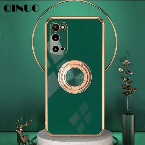 Plating Phone Case For Samsung S20 FE S20FE S21 Ultra S30 Plus Full Protection Silicone Cover With Magnetic Ring Holder Stand