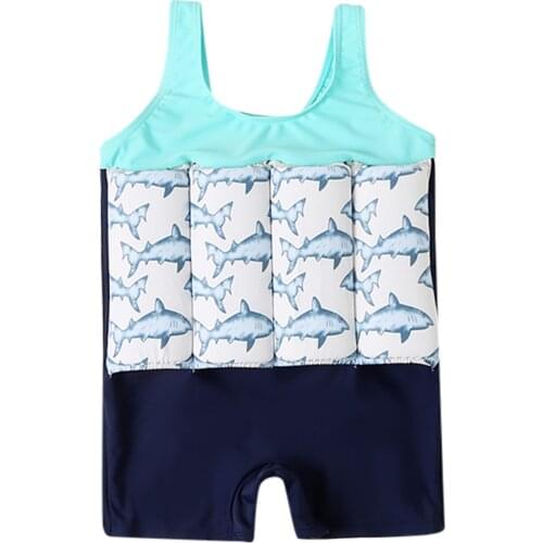 Baby Buoyant Swimwear Boys Quick-drying One-piece Buoyancy Swimsuit High Elasticity Pool Float Kid Learning Swimming Clothes L3