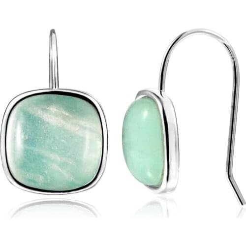 Dormith modern stylish 10*10 Natural Amazonite Gemstone drop earrings for women jewelry