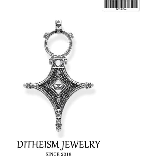 Cross Pendant Lucky Ethno Black Stones 925 Sterling Silver Fit Necklace 2021 Brand New Fine Jewelry Europe Style Vintage Bijoux