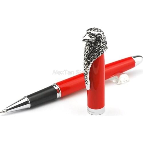 Fuliwen Metal Owl Roller Ball Pen Eagle Head Clip Unique Style Red Barrel Gift Pen For Office & Home Writing Pens