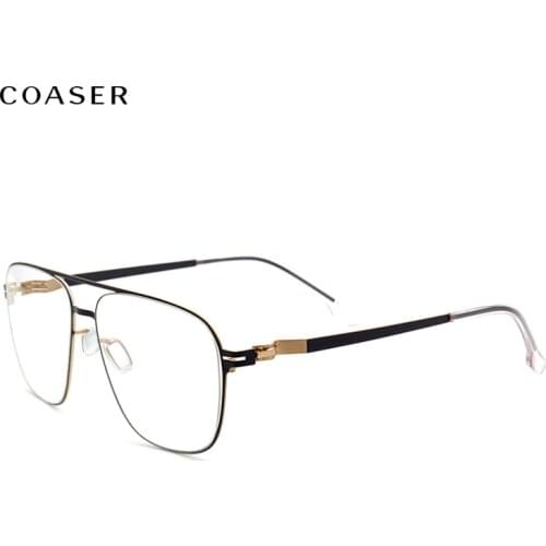 Big Glasses Frame Men Titanium Eyeglasses Brand Design Metal Prescription Wide Eyewear Myopia Optical Spectacle Screw less