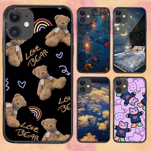 Bear Doll Peaceful Phone Case For iphone 12 11 6 Mini Pro XS Max X XR 7 8 Plus Soft TPU Cover 12Pro 11Pro 12Mini