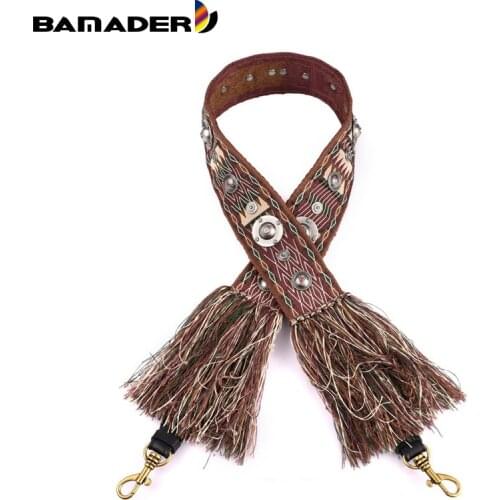 New Canvas Ladies Shoulder Strap National Style Tassel Rivet Shoulder Strap Shoulder Messenger Bag Genuine Leather Accessories