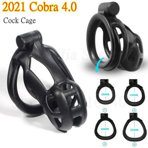New Cobra 4.0 Male Chastity Device With 4 Penis Rings,Mamba Cock Cage,Chastity Lock,Penis Cage,Adult Sex Toys For Man Gay