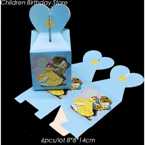 6pcs/lot Beauty and Beast gift boxes birthday party decorations baby shower party supplies Beauty and Beast candy boxes