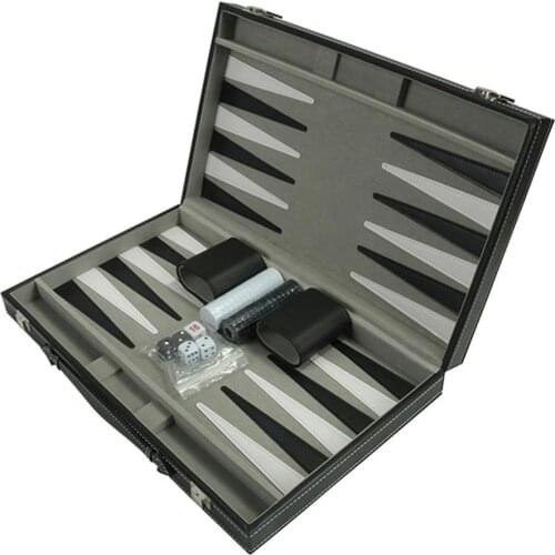 Portable Leather Chessboard PU Chess Board Portable Backgammon Board Puzzle Game Table Game Chess Box
