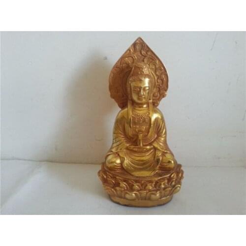 Elaborate old Chinese qing Dynasty brass Guan Yin Sitting on Lotus Buddha statue