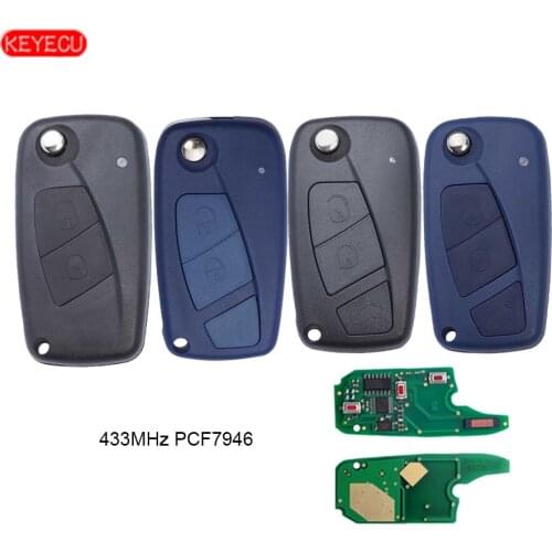 Keyecu Flip Remote Key 2 Button/3 Button 434MHz PCF7946 Chip for Fiat Punto Ducato Stilo Panda Central