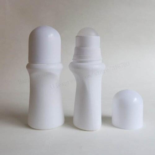 24 x 50ml Empty Plastic White Roll On Bottles 50cc Deodorant Cosmetic Roll-on Container With Big Roller Ball
