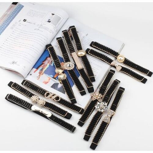 New Leather Belt Women Waist Luxury Black Belts for Jeans Dresses Woman Pearl Studded Buckle Girls Ladies Fashion Decorative