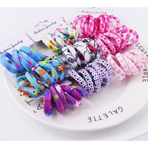 2021 High Elastic Head Ties Girls Cute Color Hair Band Pink Print Dot Cute Elastic Hair Bands Kids Ponytail Holder Scrunchie