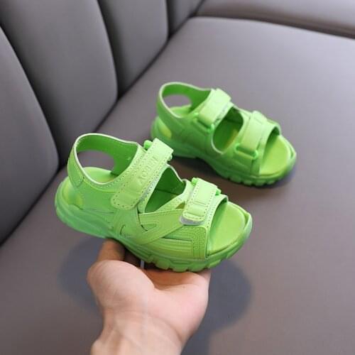 Childrens Sandals 2020 Summer Boys Anti-slippery Soft Leather Casual Sandals Toddler Girls Flat Open Toe Princess Beach Shoes
