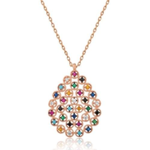 Silver Color Stone Drop Necklace