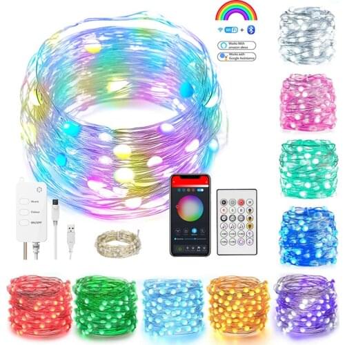 5M/10M/20M LED Fairy Lights WiFi/Bluetooth Smart RGB LED String Light Garland Lights For Party Wedding Christmas Tree Decoration