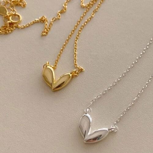 Minar Unique Design Small Irregular Love Heart Pendant Necklace for Women Girls Gold Silver Color Thin Chain Necklace Jewelry