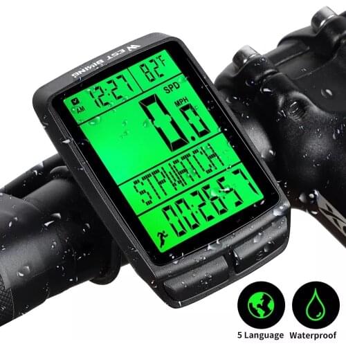 Bike Computer Wireless, Large LCD Bike Odometer And Speedometer Wireless with Touch Button Rainproof Cycling Measurable Temperat