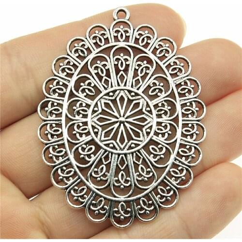 WYSIWYG 2pcs 59x43mm Filigree Flower Pendants Charm Mandala Mandala Charm Mandala Pendants DIY For Jewelry Making