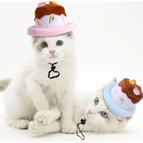 Pet Hat Plush Decorative Cake Shaped Cosplay Dog Costume Hat Kitten Hat for Cats Dogs Halloween Cat Party Costume