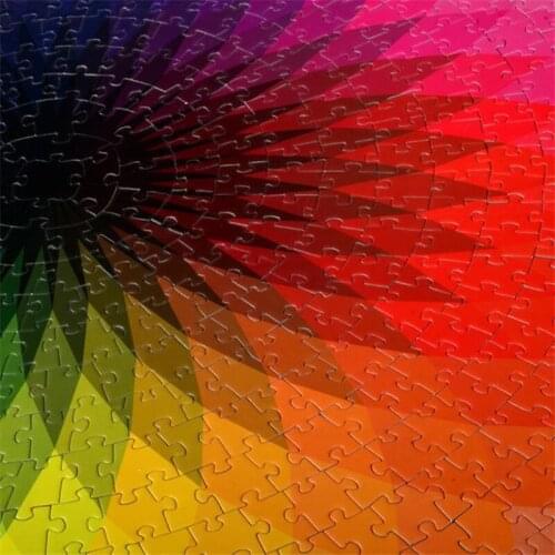 1000pcs/set Colorful Rainbow Round Geometrical Photo Puzzle Adult Kids DIY Educational Reduce Stress Toy Jigsaw Puzzle Paper