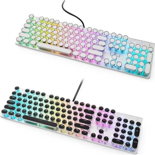 104 Keys Retro Round Keycaps Double Shot DIY Steam Punk Steampunk Typewriter Keycaps for Backlit Classy Player Stylized