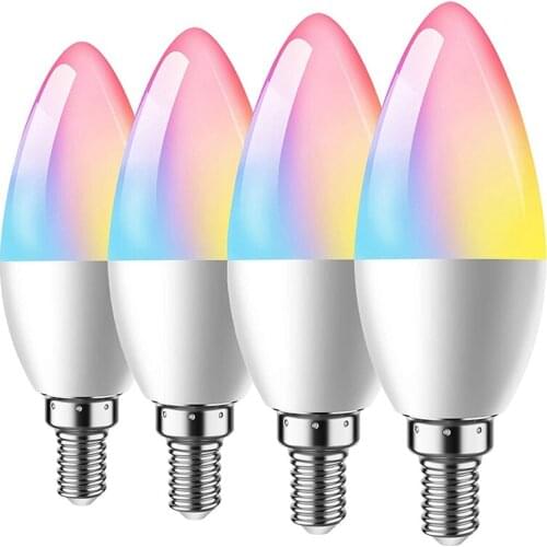 2 PCS e14 LED Bulb Tuya Smart Wifi Light Bulb 5W RGB Dimmable No Hub Required Work with Alexa Google Assistant For Home Lighting