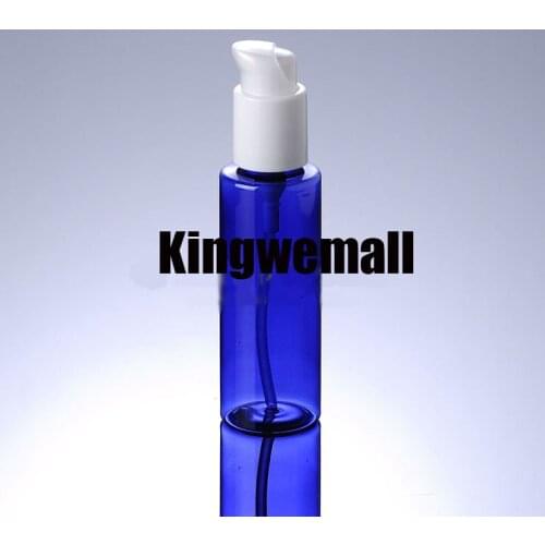 300pcs/lot Newest Capacity 120ml PET Round Blue Bottle with Press Pump For Lotion Cosmetic Packaging PBH30