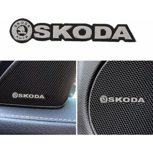 4pcs 3D aluminum speaker stereo speaker badge emblem Sticker for Skoda Octavia A5 A7 RS Fabia Superb Accessories Car-Styling