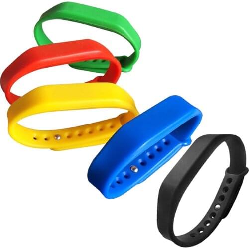 50pcs/lots 125khz Adjustable Silicone Waterproof RFID Wristband Bracelet TK4100 ID each colors of 10pcs Tags