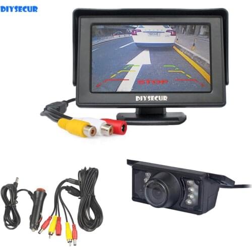 DIYSECUR Wired 4.3" Color TFT LCD Car Monitor + HD IR Night Vision Rear View Car Camera Parking Assistance System Kit