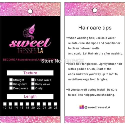 Free shipping customized women wig tag hair hang tag/hair products private label/hair packing tags/price tags printing