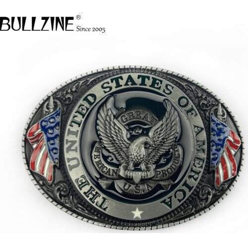 Bullzine zinc alloy great American products belt buckle pewter finish FP-03700 LUXURIOUS cowboy jeans gift belt buckle