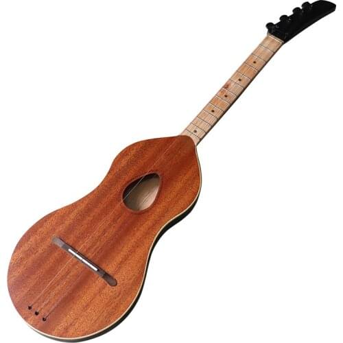 One Piece Wood 34 Inch Full Solid Sapele Acoustic Guitar 4 String Mini Guitars Brown Folk Guitar Matte Finish