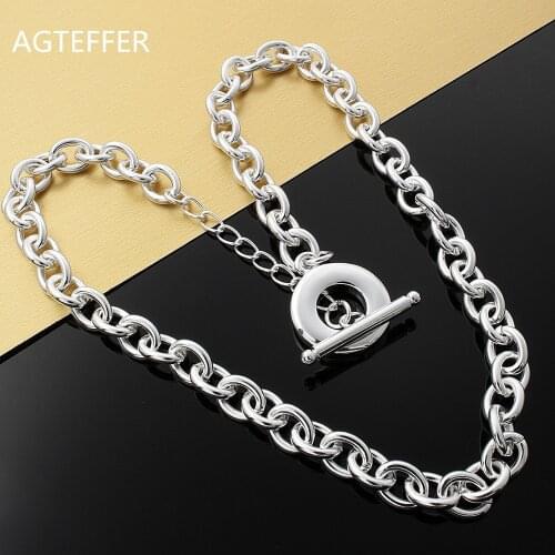 AGTEFFER 925 Sterling Silver 18 Inches 8mm TO Chain Many Circles Necklace For Women Man Fashion Wedding Party Charm Jewelry