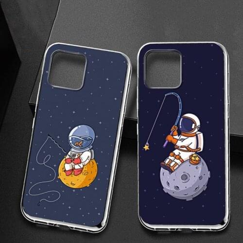 Cute Cartoon Astronaut Star Space Phone Case for iPhone 11 12 pro XS MAX Mini 8 7 6 6S Plus X 5S SE 2020 XR