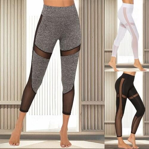 Black Patchwork Mesh Leggings Womens Jeggings Legins Women Leggins Female Elastic Pant Capri Women Fitness Sportwear Leggings